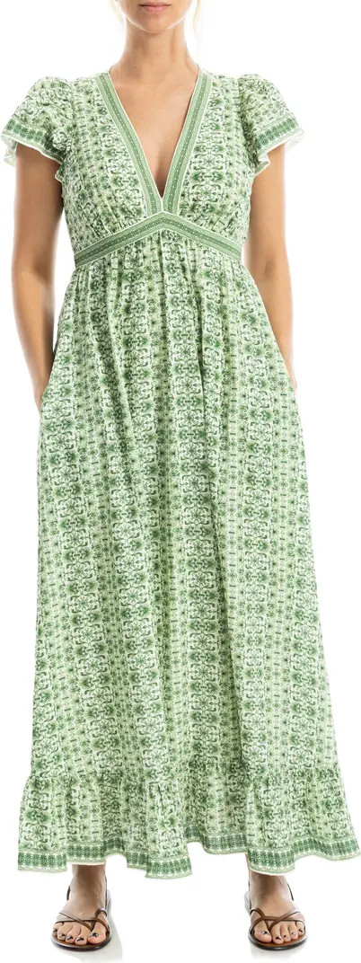Floral Flutter Sleeve Maxi Dress | Nordstrom Rack