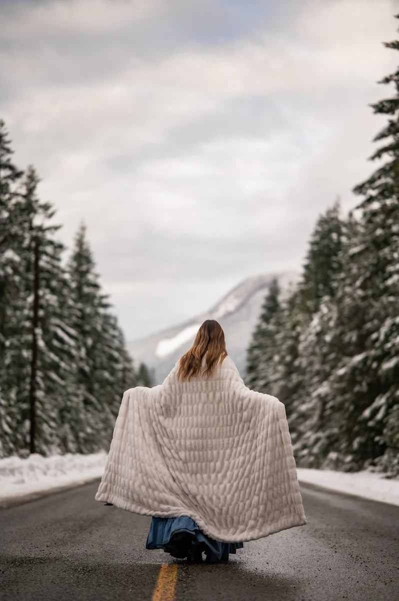 Cream Clouds Double-sided Minky Blanket | Sunset Snuggles