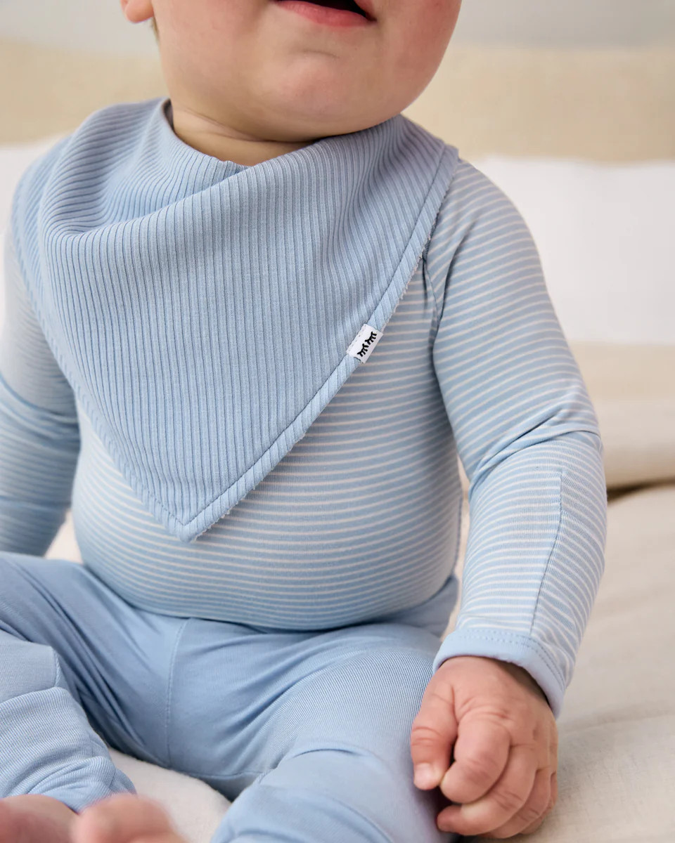 Light Fog Ribbed Bandana Bib | Little Sleepies