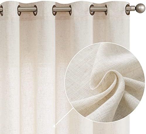 JINCHAN Linen Curtains for Living Room Beige Grommet Top Window Treatment Set for Bedroom 2 Panels 1 | Amazon (US)