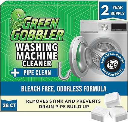 Green Gobbler Washing Machine Cleaner Tablets with Pipe Clean Technology Deodorizer | Front & Top... | Amazon (US)