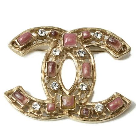 Authenticated Used CHANEL brooch pin here mark rhinestone gold pink multi | Walmart (US)