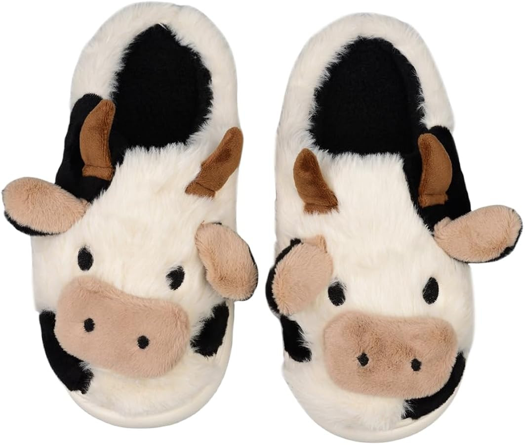 XIXITIAO Cow Slippers,slippers for Women Men,Cute Fuzzy Slippers, Womens/Mens Kawaii Animal Carto... | Amazon (US)