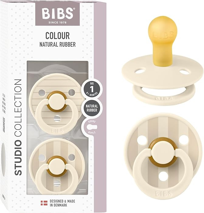 BIBS Pacifiers - Studio 2 Pack | Round Nipple Baby Pacifier | BPA Free Natural Rubber Latex Sooth... | Amazon (US)