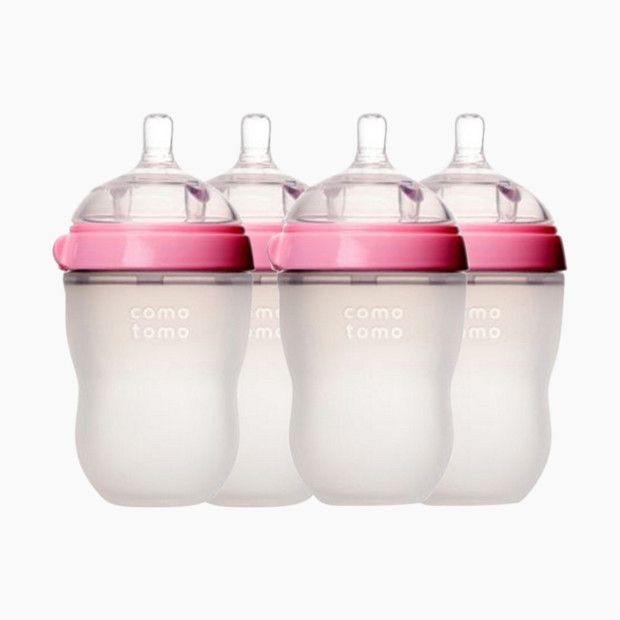 Comotomo Natural Feel Silicone Baby Bottles - Pink, 8 oz, 4 | Babylist