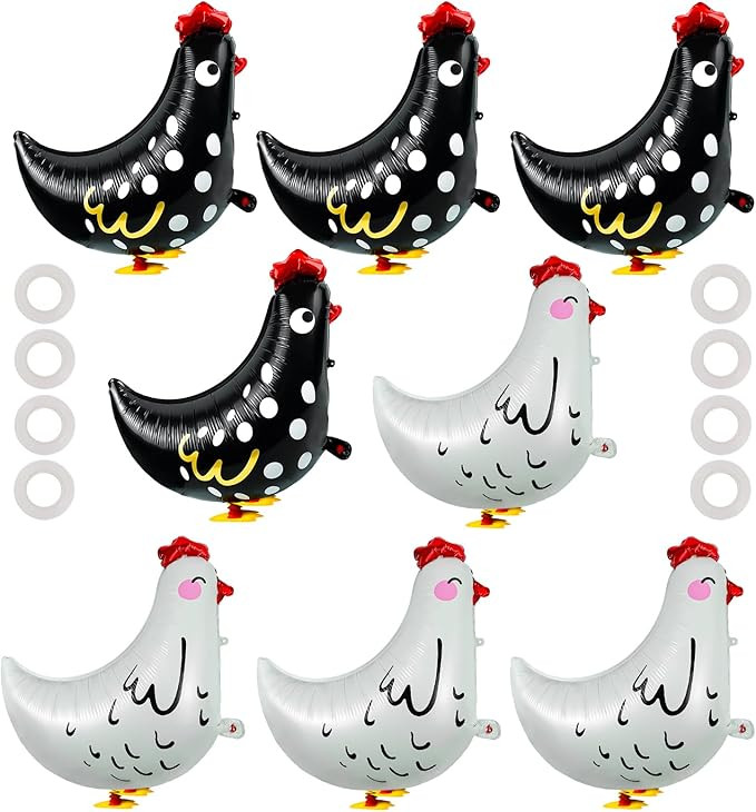 8 PCS Walking Chicken Balloons Aluminum Foil Pet Chicken Decorations for Baby Shower Kids Birthda... | Amazon (US)