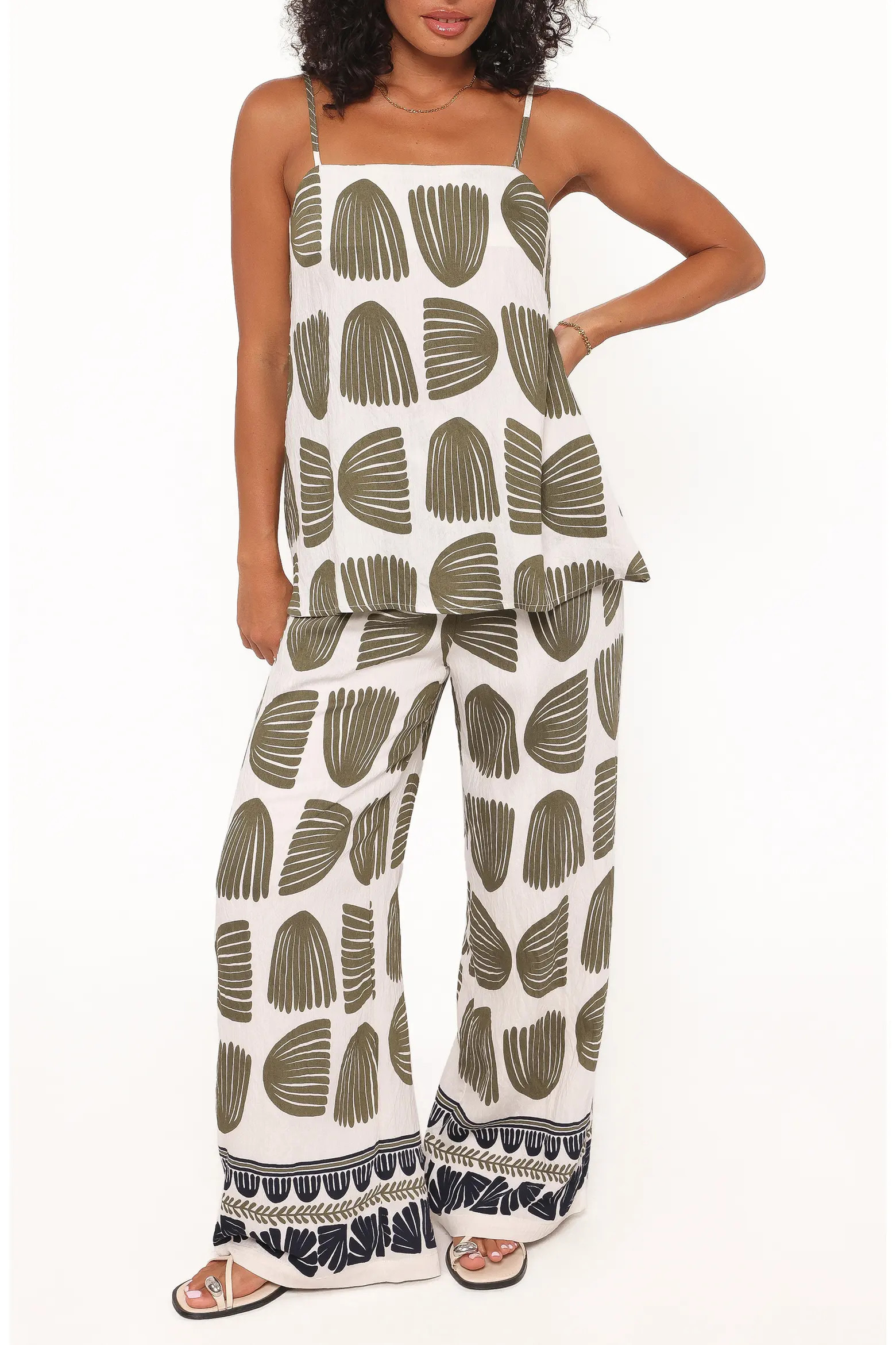 Petal & Pup Brianna Palm Print Camisole & Wide Leg Pants Set (Women) | Nordstrom | Nordstrom