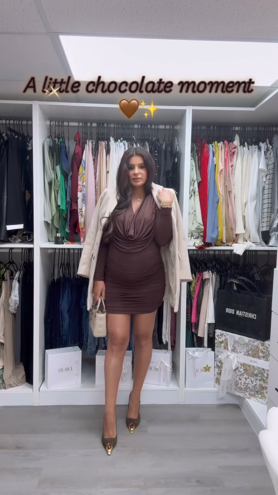 My chocolate brown dress moment — elegant, flattering, and perfect for styling the bump or no bump. - wearing a size 8 in the dress 28 weeks pregnant 🤰🏻 

#LTKgrwm #LTKBump #LTKootd