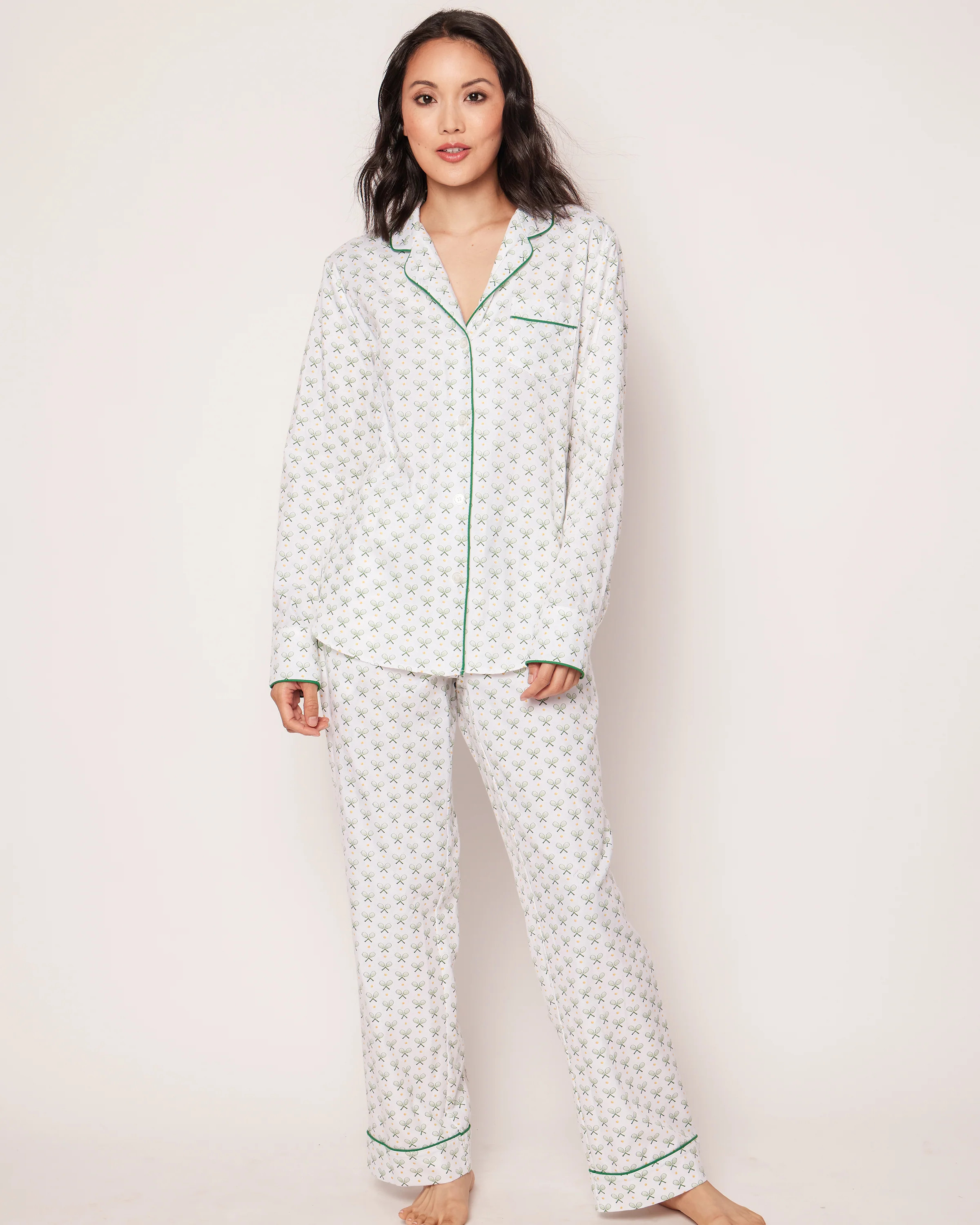 Women's Twill Pajama Set in Match Point - L | Petite Plume