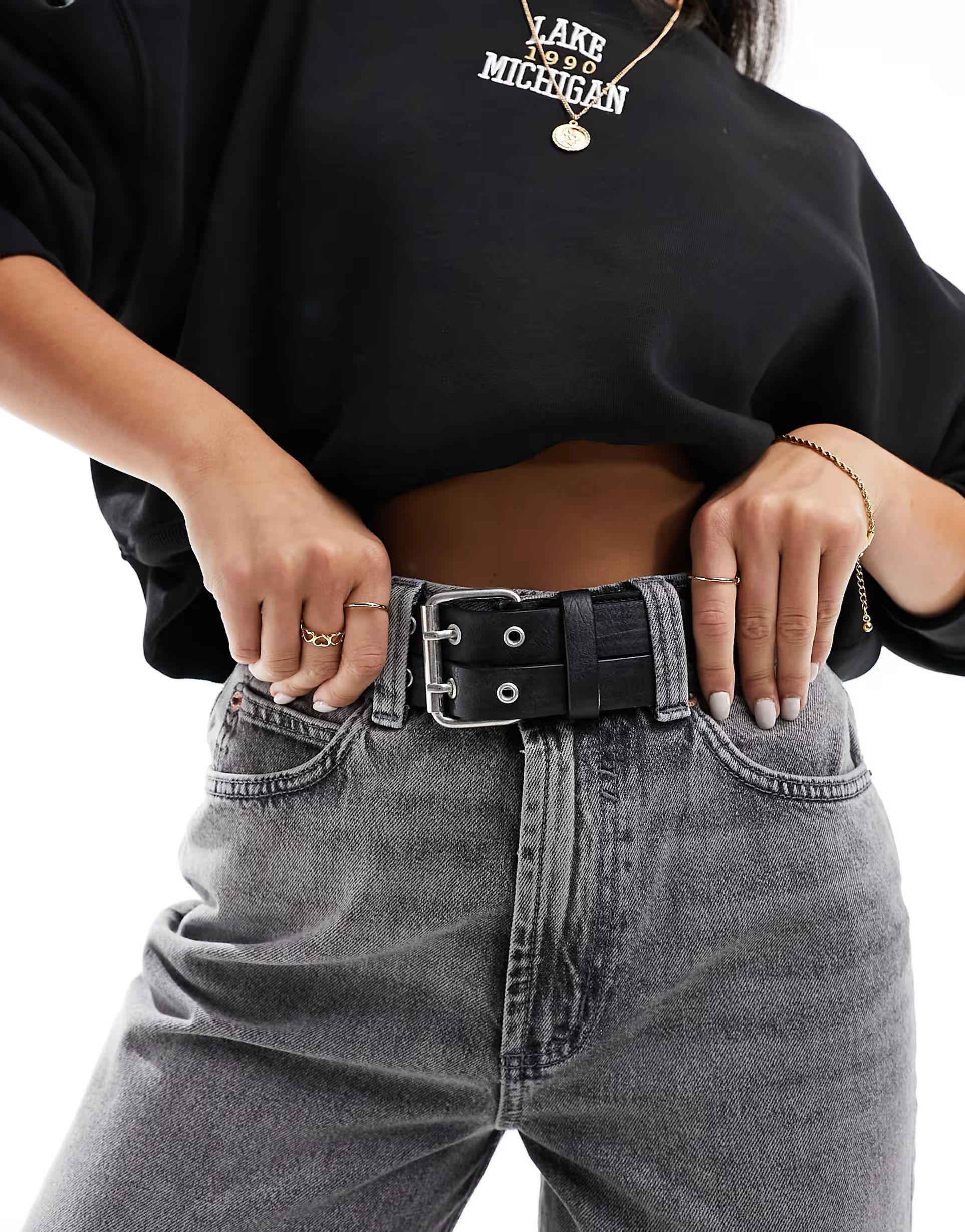 ASOS DESIGN double buckle low waist jeans belt  | ASOS | ASOS (Global)