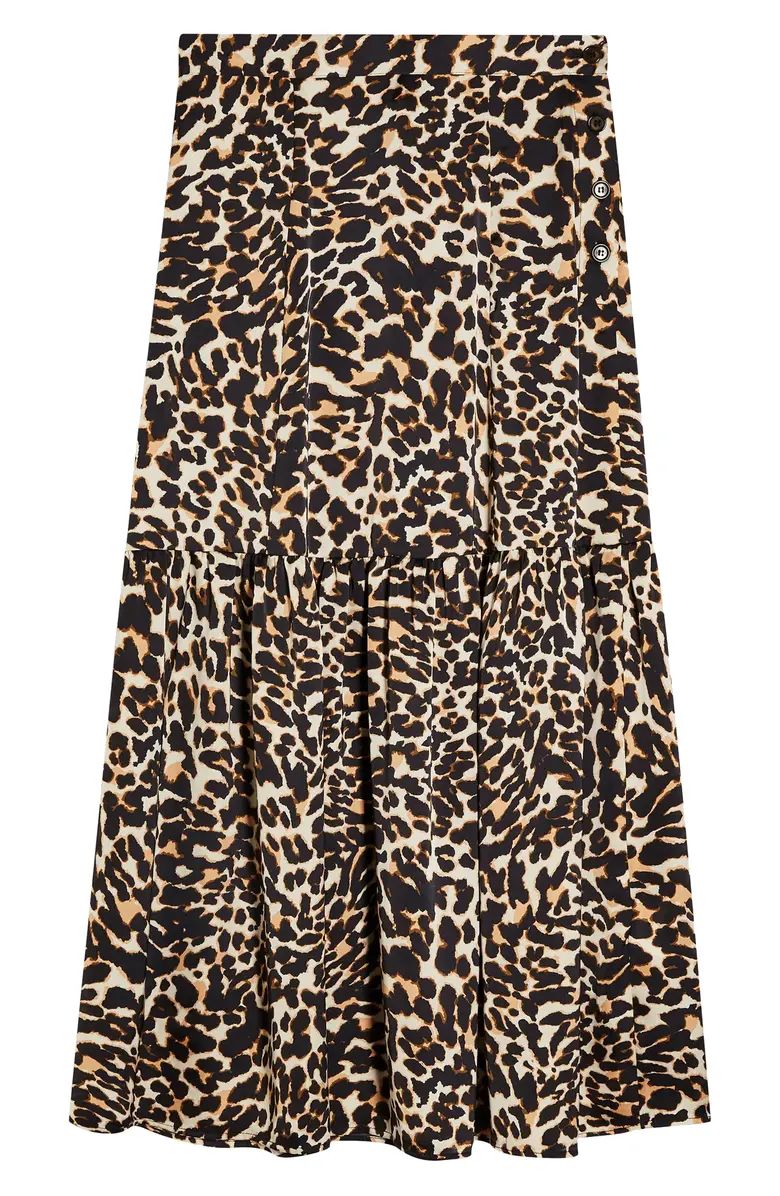 Leopard Print Tiered Midi Skirt | Nordstrom
