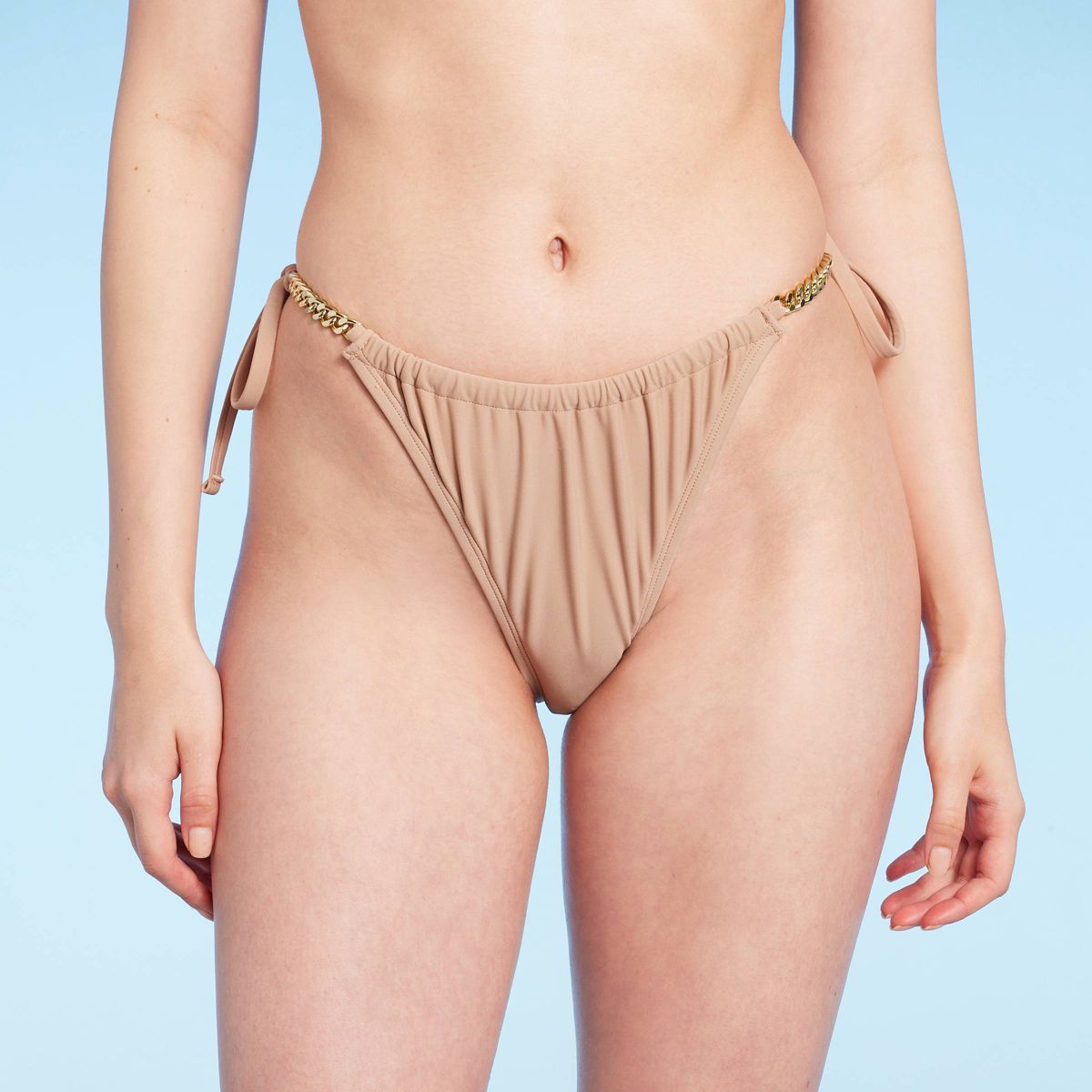 Women's Chain Detail Side-Tie Adjustable Coverage Bikini Bottom - Wild Fable™ Brown | Target