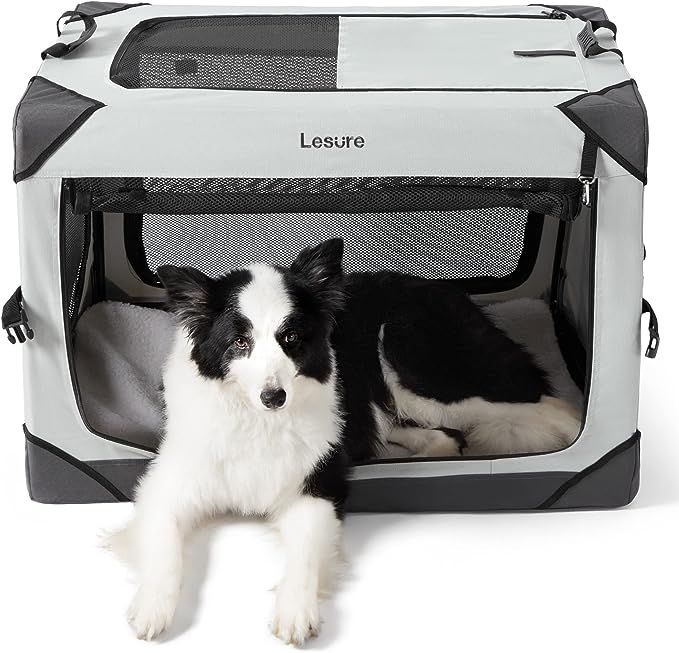 Lesure Collapsible Dog Crate - Portable Dog Travel Crate Kennel for Large Dog , 4-Door Pet Crate ... | Amazon (US)