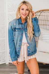Downtown Classic Denim Jacket Dark Wash | The Pink Lily Boutique