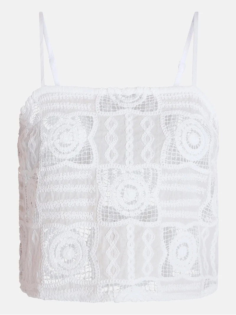 Time and Tru Women's and Women's Plus Cotton Crochet Coverup Tank Top, Sizes XS-3X | Walmart (US)