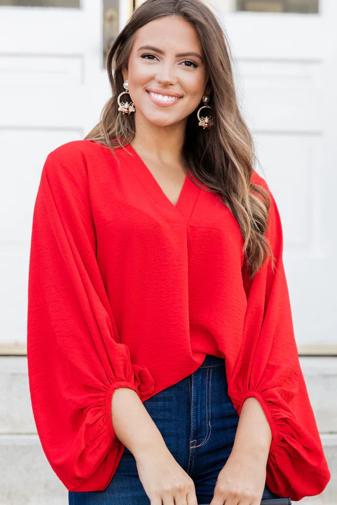 Thanks To You Red Bubble Sleeve Blouse | The Mint Julep Boutique