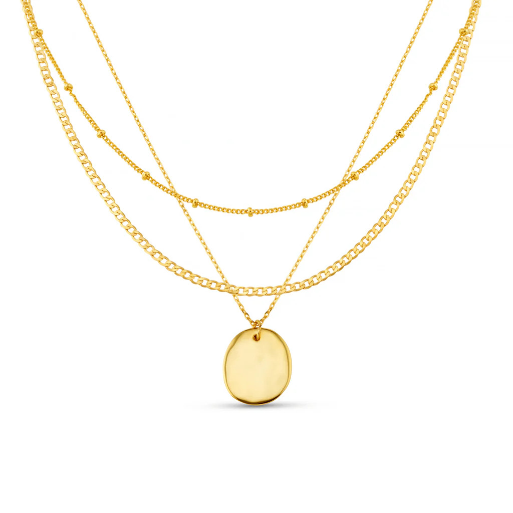 Polished Molten Coin 3-Row Necklace | Orelia