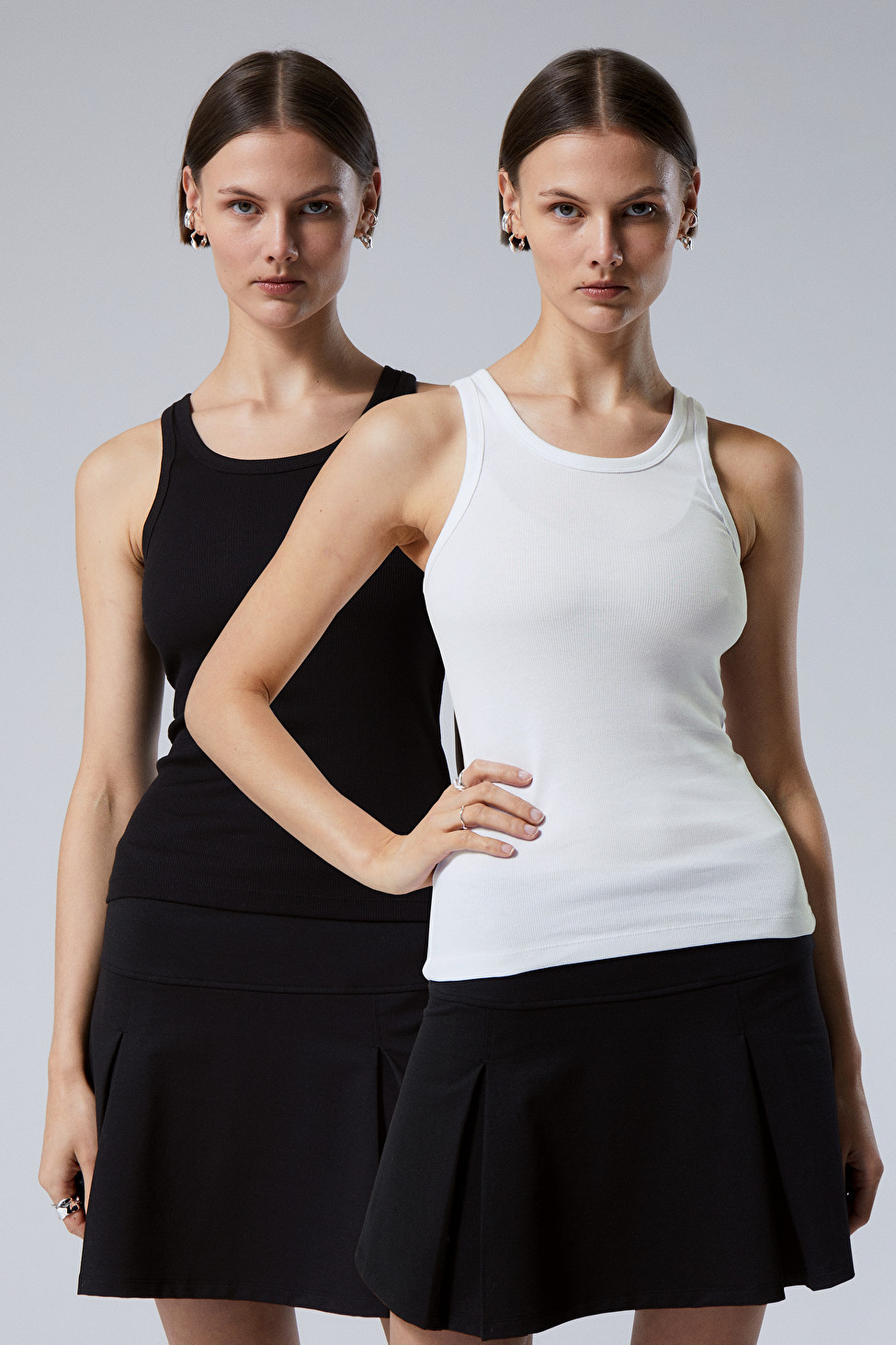 2-pack Close Fitted Rib Tank Top | Weekday