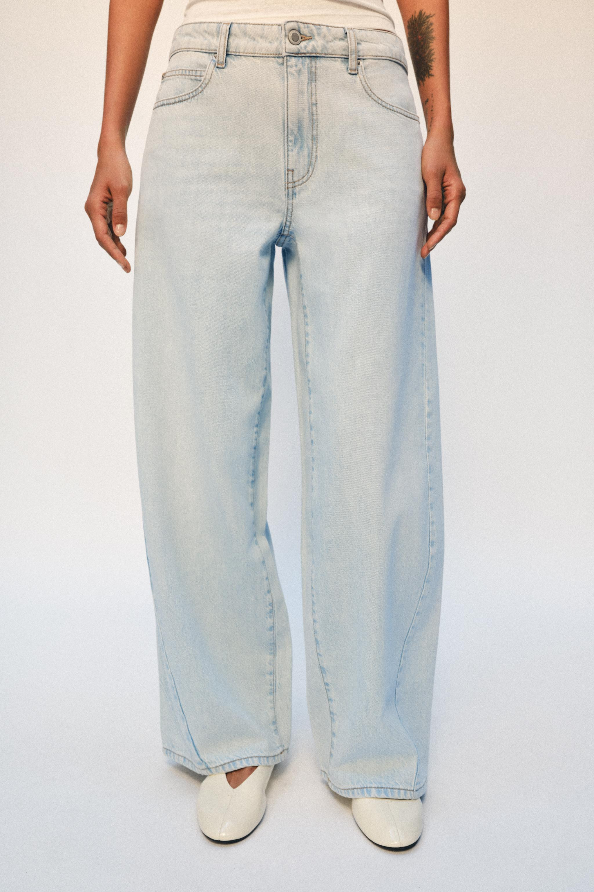 ZW COLLECTION LOOSE BARREL MID-WAIST JEANS | Zara UK