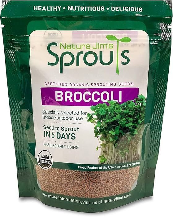 Nature Jims Sprouts Broccoli Sprout Seeds - Certified Organic Broccoli Sprouting Seeds for Indoor... | Amazon (US)