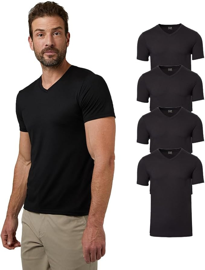 32 Degrees Mens 4 Pack Cool V-Neck T-Shirt | Anti-Odor | Quick Drying | 4-Way Stretch | Amazon (US)