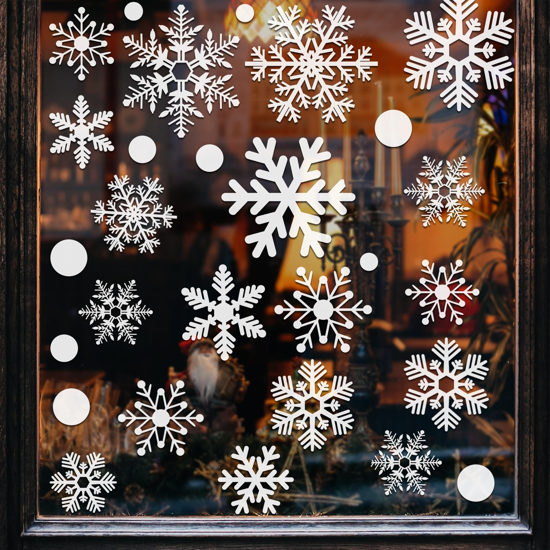 321pcs Christmas Window Decals - 9 Sheets of Snowflakes, Winter & Holiday Designs for Glass Windo... | Amazon (US)