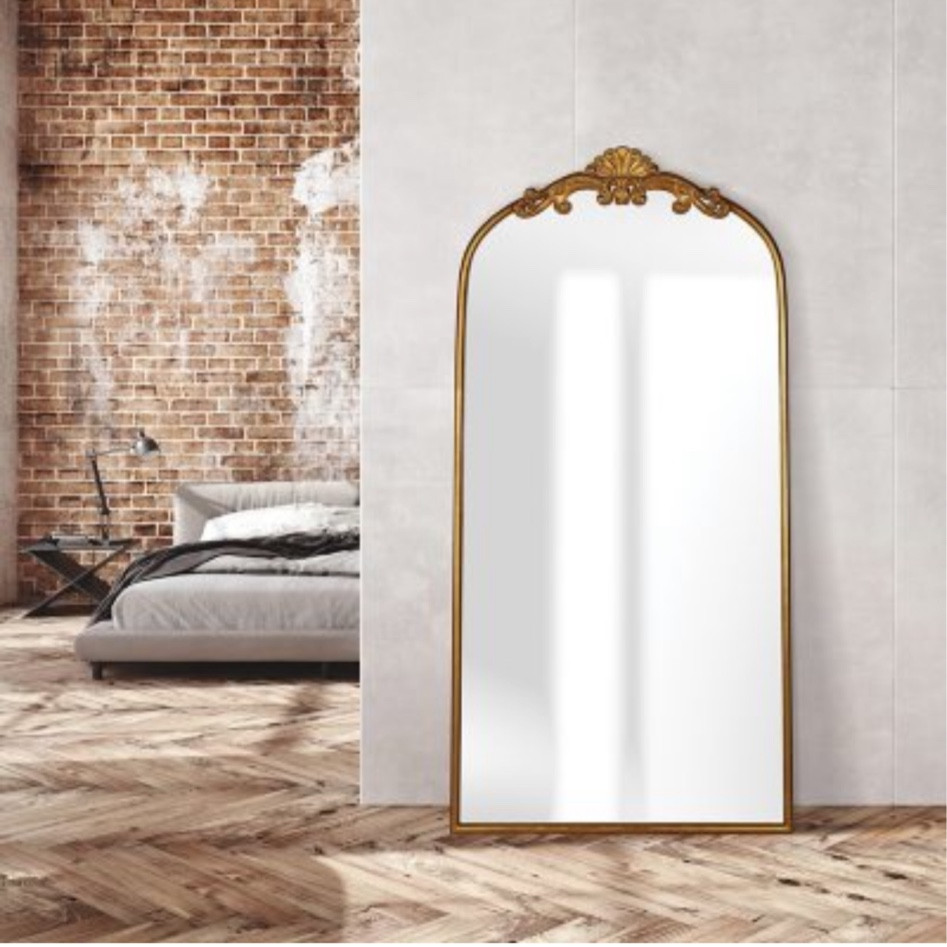 Anthropologie dupe mirror! Look alike. Look for less. Sams club. Home decor. Brass mirror. Gold mirror. Floor mirror  

#LTKstyletip #LTKGiftGuide #LTKhome
