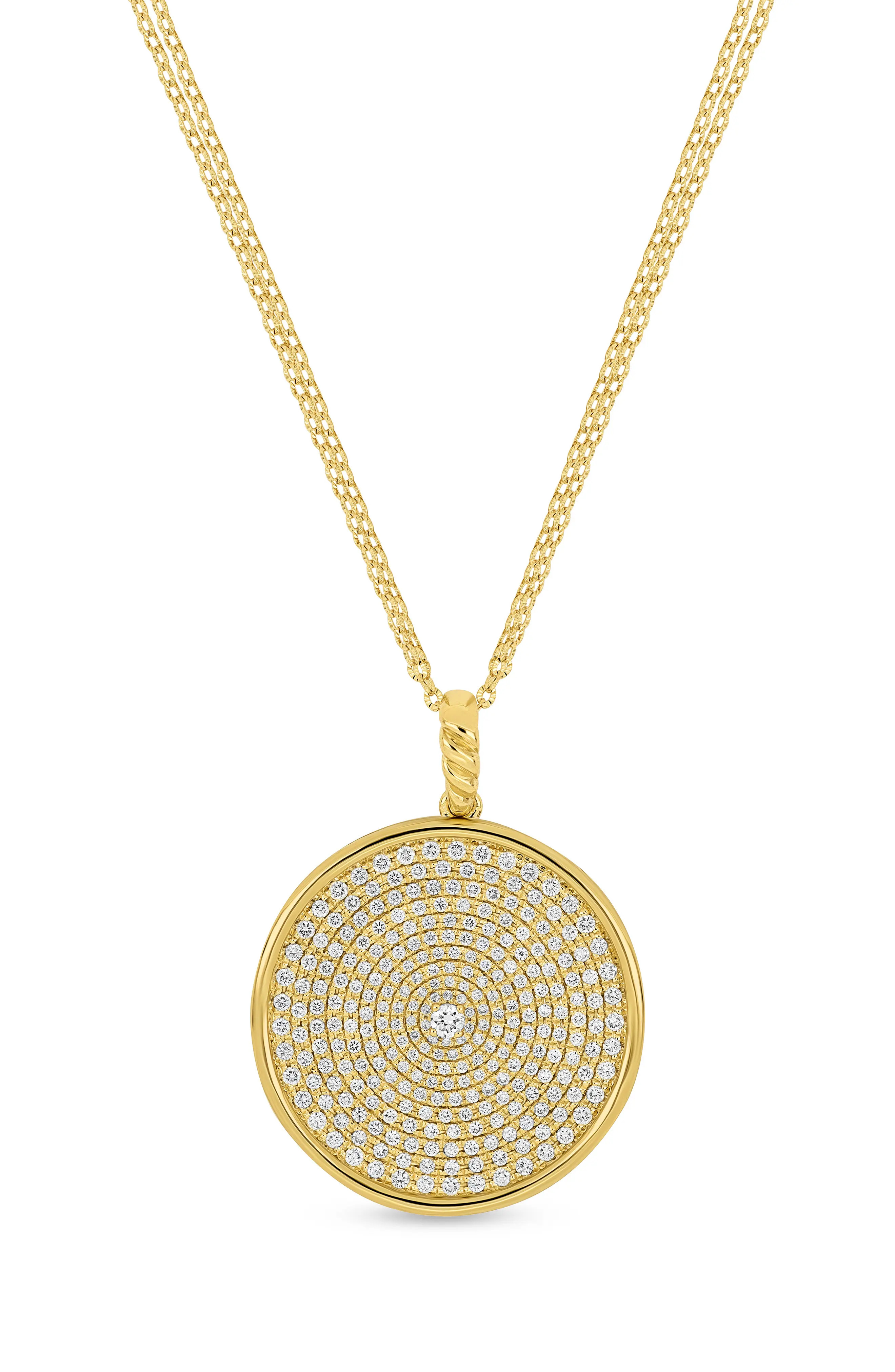 Bony Levy 18K Gold Bardot Natural Diamond Large Medallion Pendant Necklace in 18K Yellow Gold at Nordstrom, Size 20 | Nordstrom