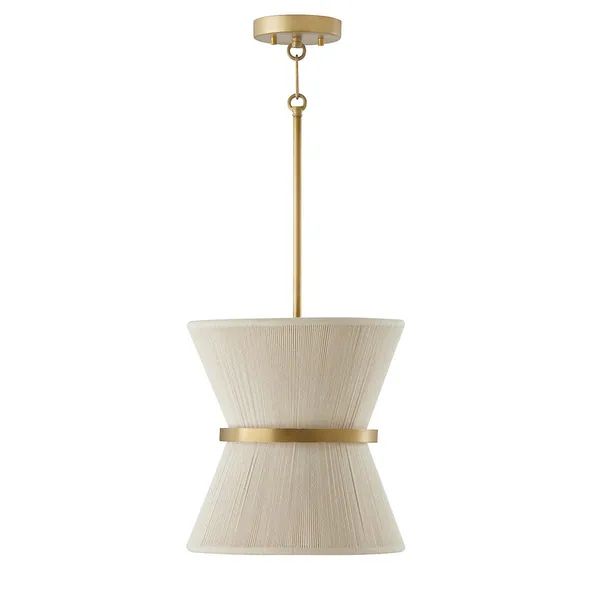 Cecilia 12" 1-light Patinaed Brass/ Tapered String Pendant - Patinaed Brass/ Bleached Natural Rop... | Bed Bath & Beyond