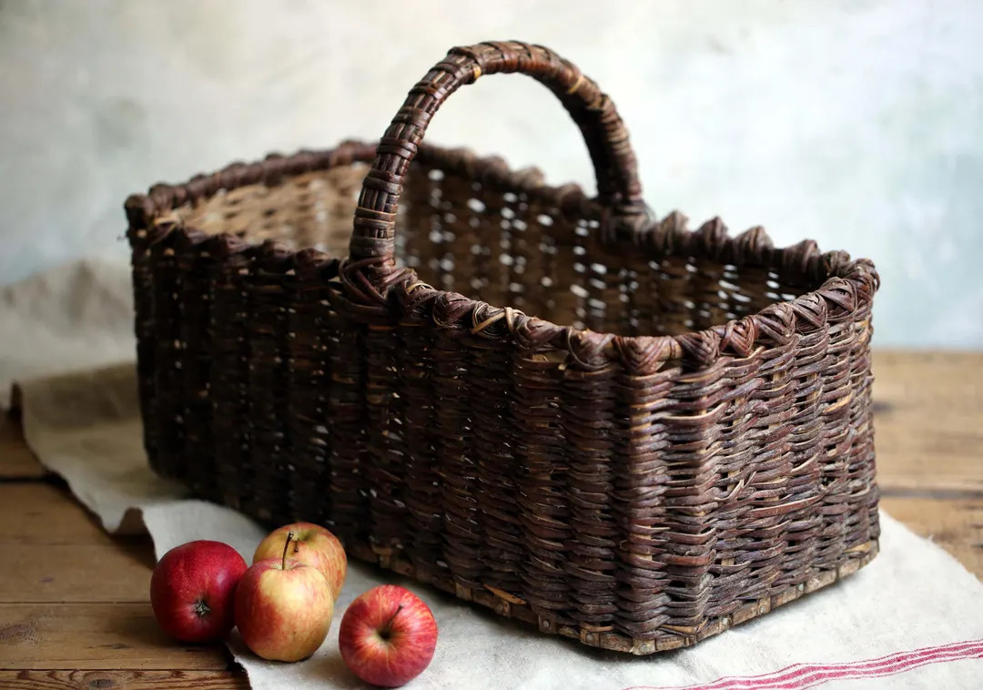 Large Antique French Rustic Wicker Potato Basket Willow Trug - Etsy | Etsy (US)