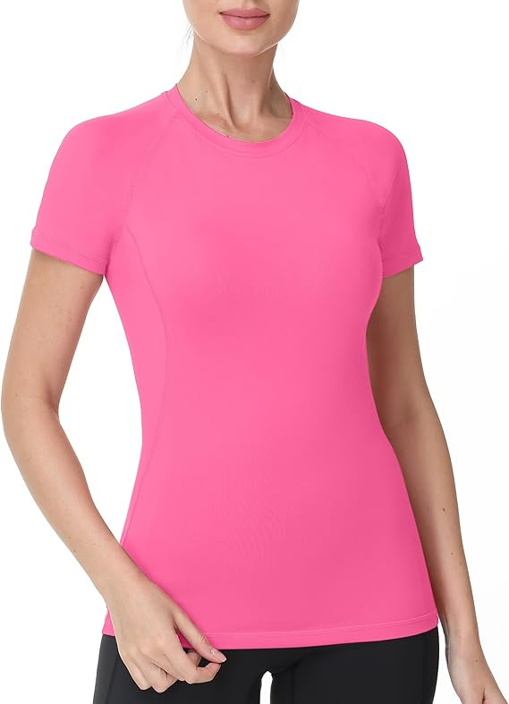 Roadbox Women's Compression Shirts, 1/3 Pack Short Sleeve Workout Tops Athletic Gym T-Shirt Yoga ... | Amazon (US)