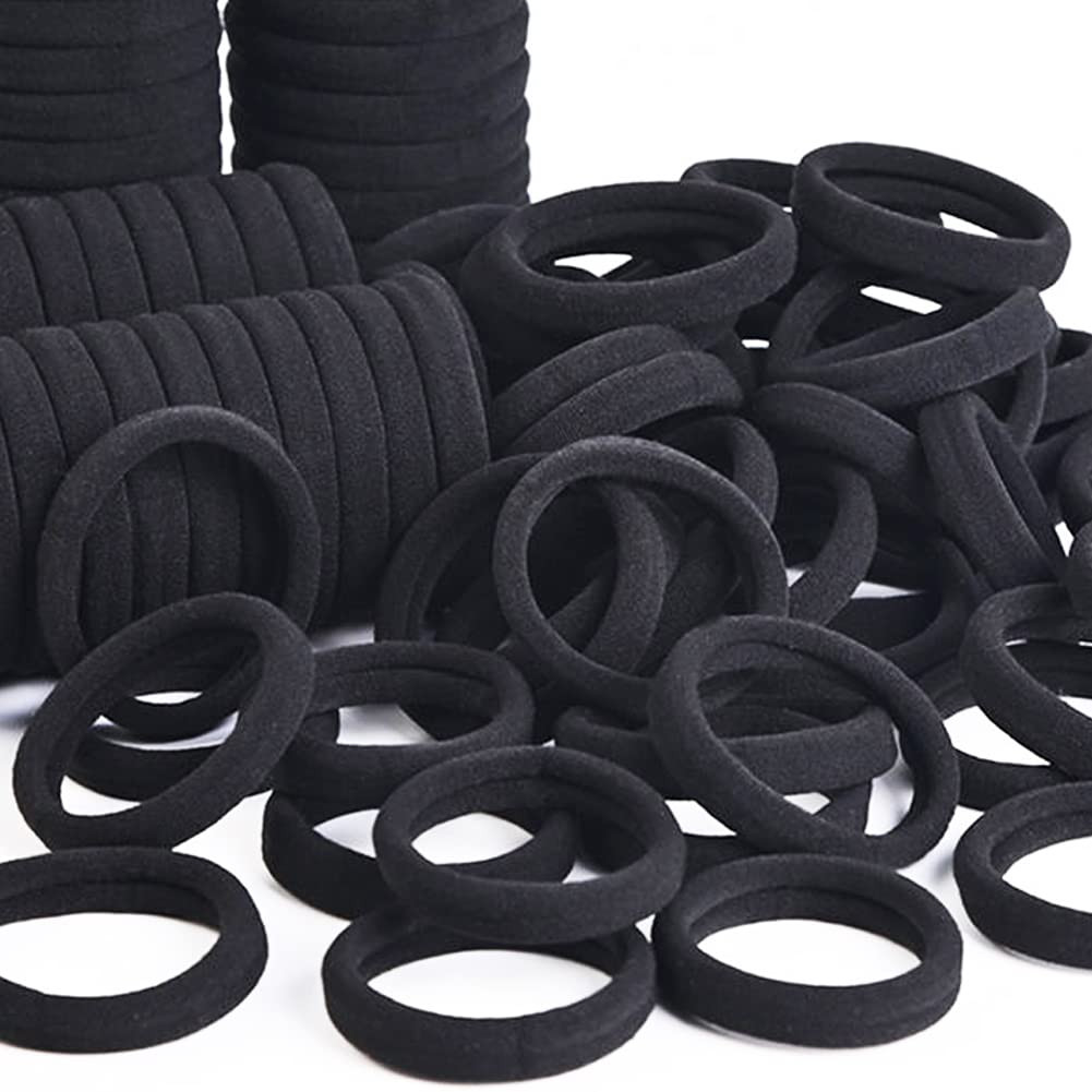 Hair Bands 100PCS Seamless Cotton Ponytail Holders Scrunchies Hair Accessories for Thick Hair (bl... | Amazon (US)