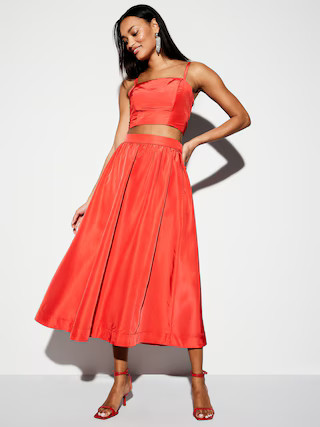 The Occasion by Old Navy High-Waisted Taffeta Midi Skirt | Old Navy (US)