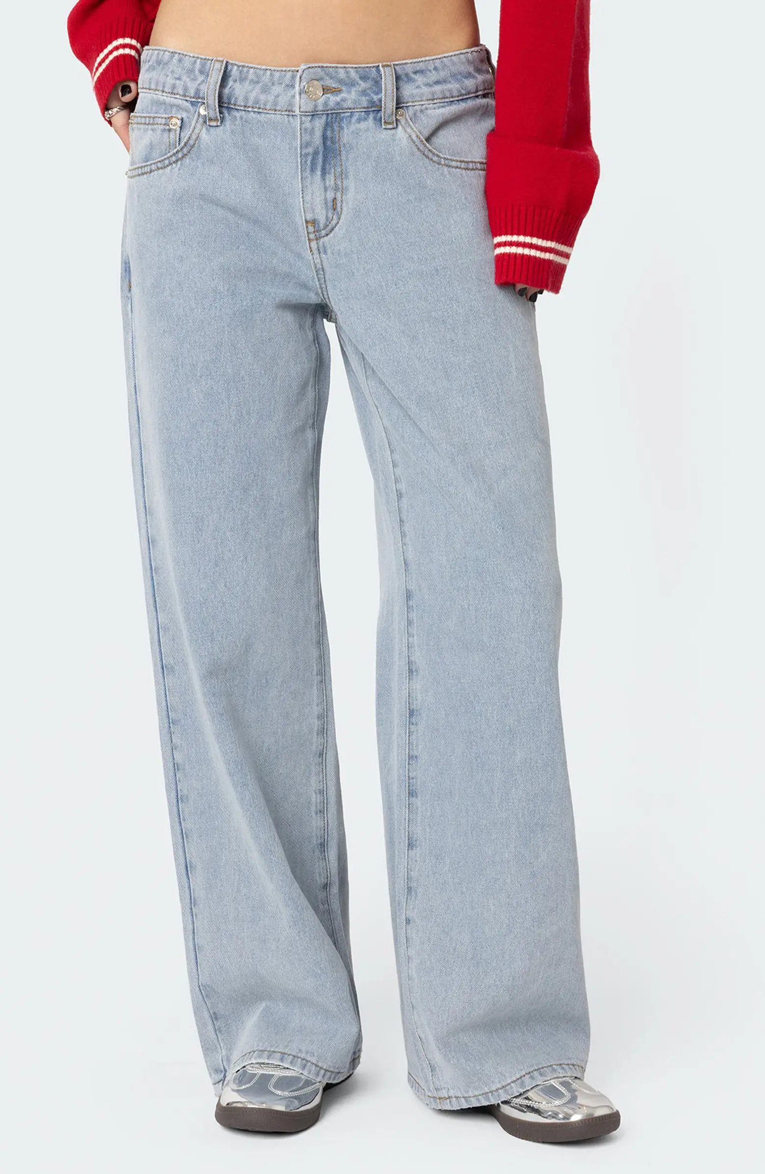 EDIKTED Raelynn Washed Low Rise Jeans | Nordstrom | Nordstrom
