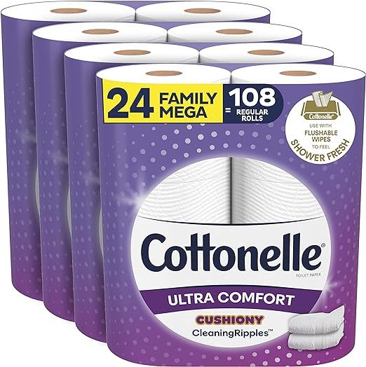 Cottonelle Ultra Comfort Toilet Paper with Cushiony CleaningRipples Texture, 24 Family Mega Rolls... | Amazon (US)