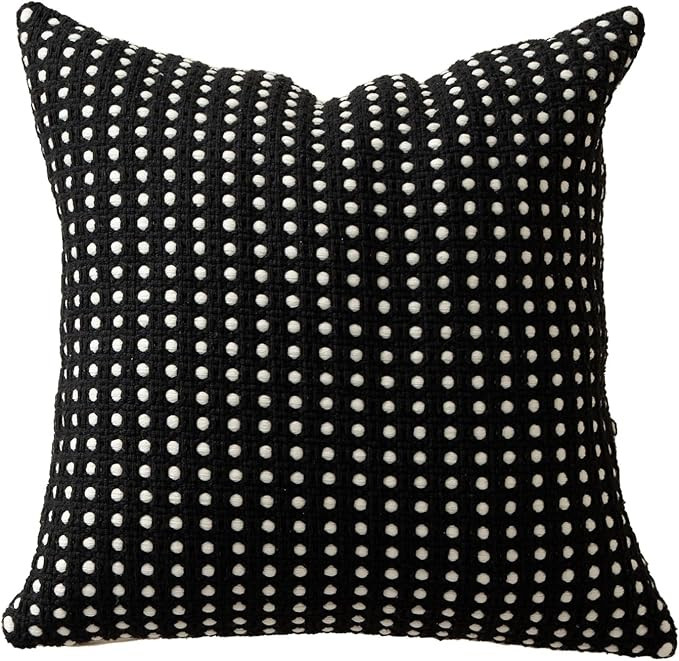 MOCOFO Black and White Throw Pillow Cover-Cotton Woven Pillowcase(18x18) (Black) | Amazon (US)