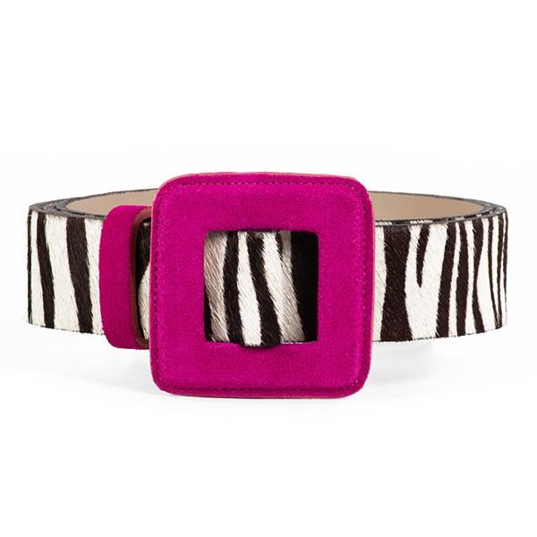 Mini Square Buckle Belt - Pink Zebra | Wolf & Badger (US)