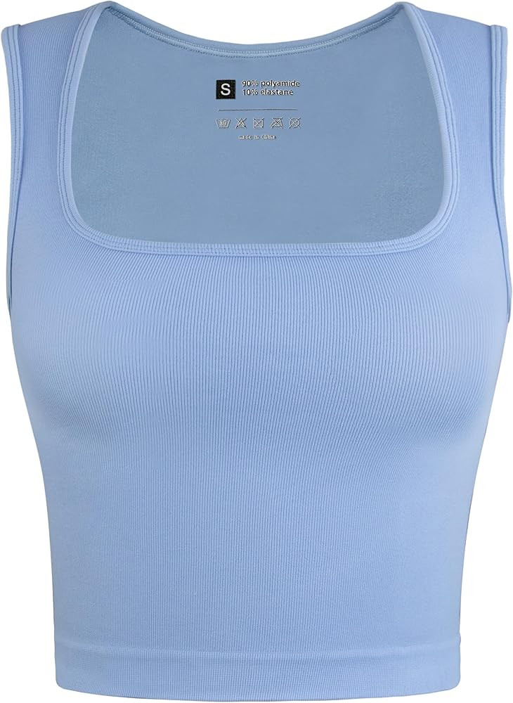 OLCHEE Womens Ribbed Crop Tank Tops Seamless Square Neck Sleeveless Cropped Shirts 2024 Summer Tr... | Amazon (US)