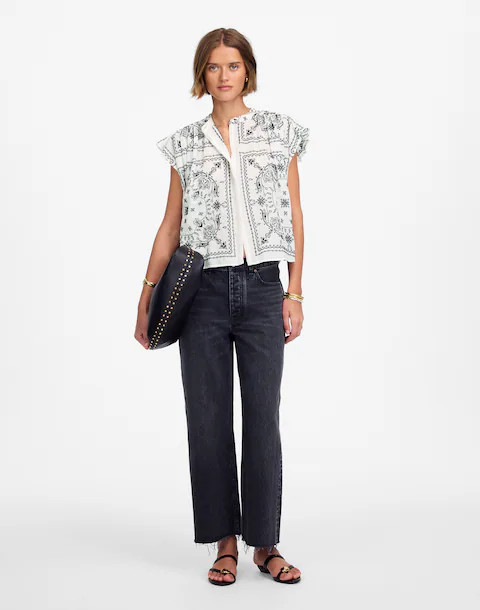 Poplin Shirred Button-Up Shirt | Madewell