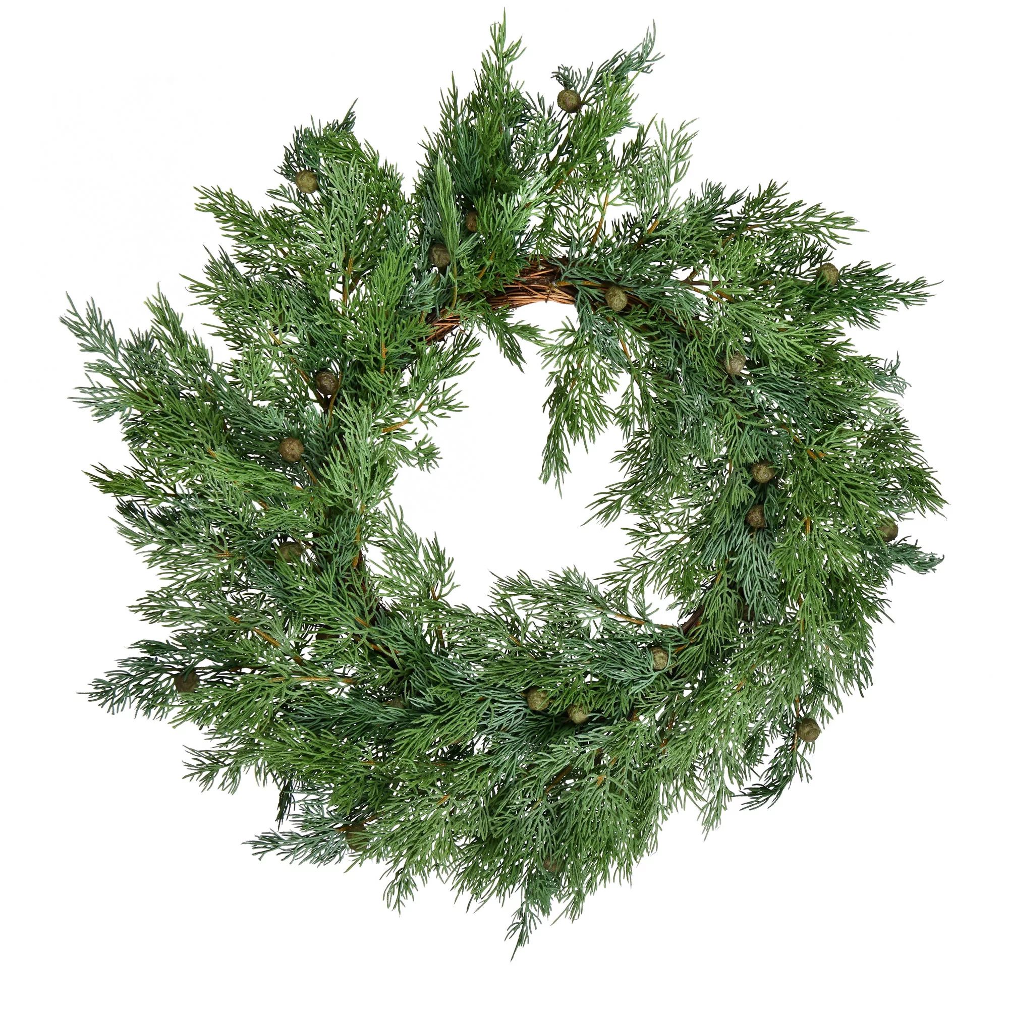 Vickerman 23" Green Stovall Cedar Pine Artificial Christmas Wreath, Unlit - Faux Pine Christmas W... | Walmart (US)