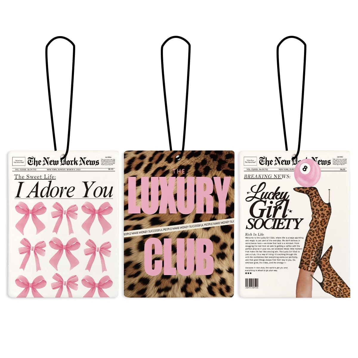 Preppy Trendy Cheetah Car Air Freshener Hanging 3Pcs, Coquette Pink Bow Leopard Print Lucky 8 Bal... | Amazon (US)