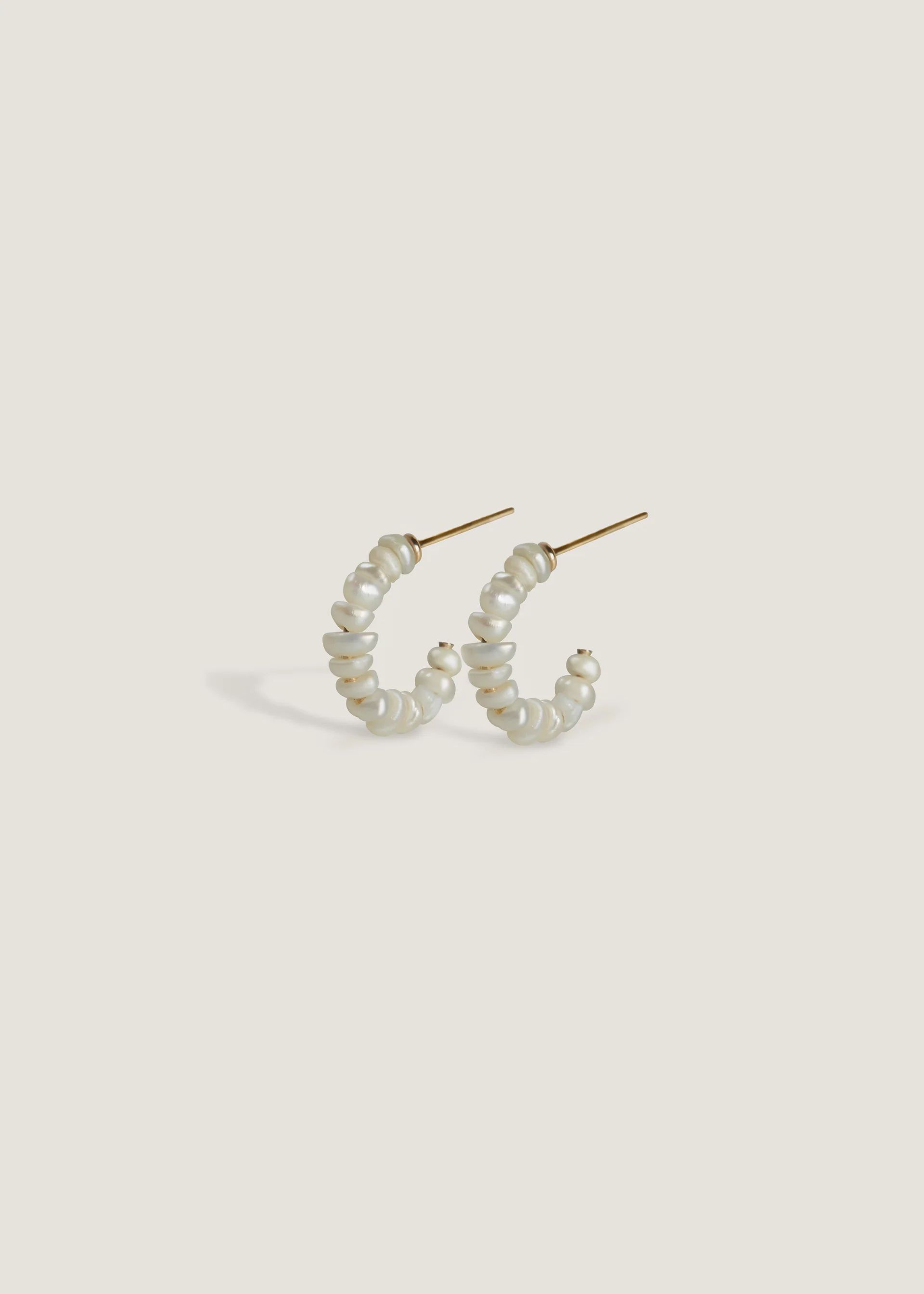Biwa Pearl Hoop Earrings | Kinn