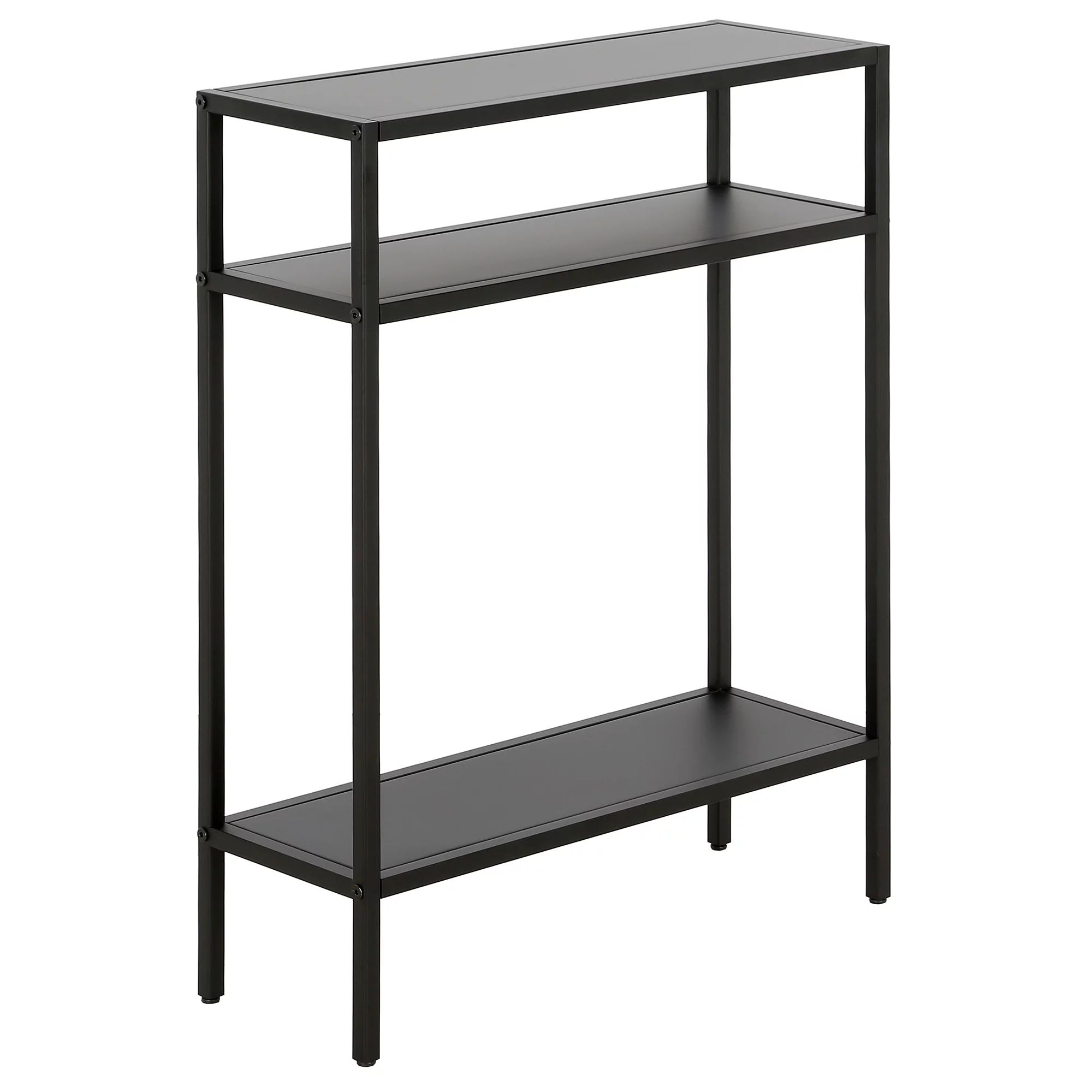 Evelyn&Zoe Industrial 22 in. Blackened Bronze Console Table with Metal Shelves - Walmart.com | Walmart (US)