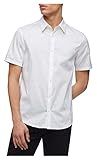 Calvin Klein Men's Short Sleeve Button Down Stretch Cotton Shirt, CK White, Small | Amazon (US)