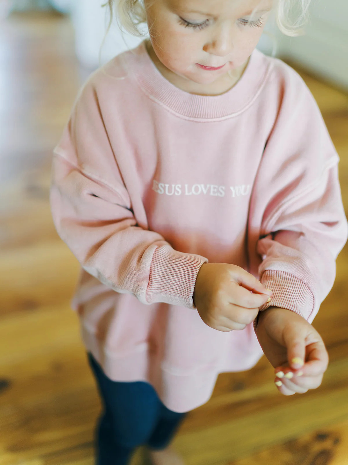 Jesus Loves You Crewneck in Dusty Rose | Little Texan Design