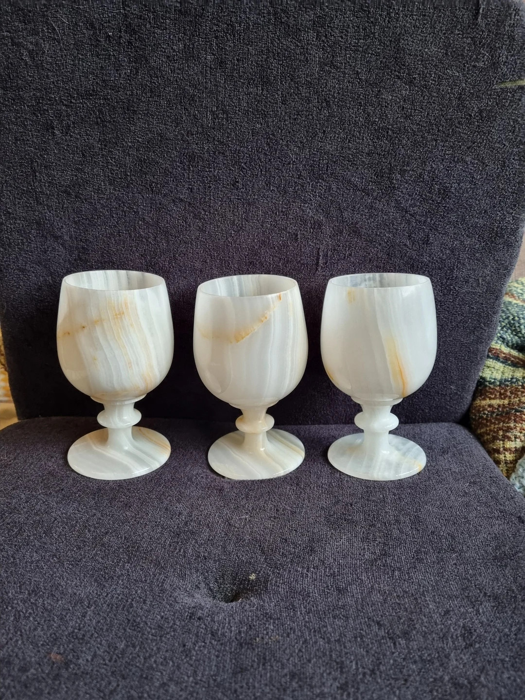 Hand Carved Onyx Marble Goblets Set of 3 Preloved Excellent Condition - Etsy | Etsy (US)