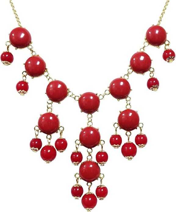 Wrapables Mini Bubble Bib Statement Necklace, Red | Amazon (US)