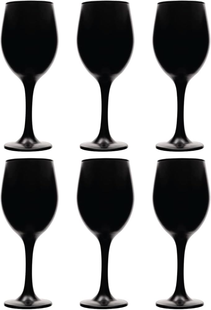 Vikko Black Wine Glasses, 14 Ounce Wine Glass, Set of 6 Matte Black Stemmed Wine Glasses for Red ... | Amazon (US)