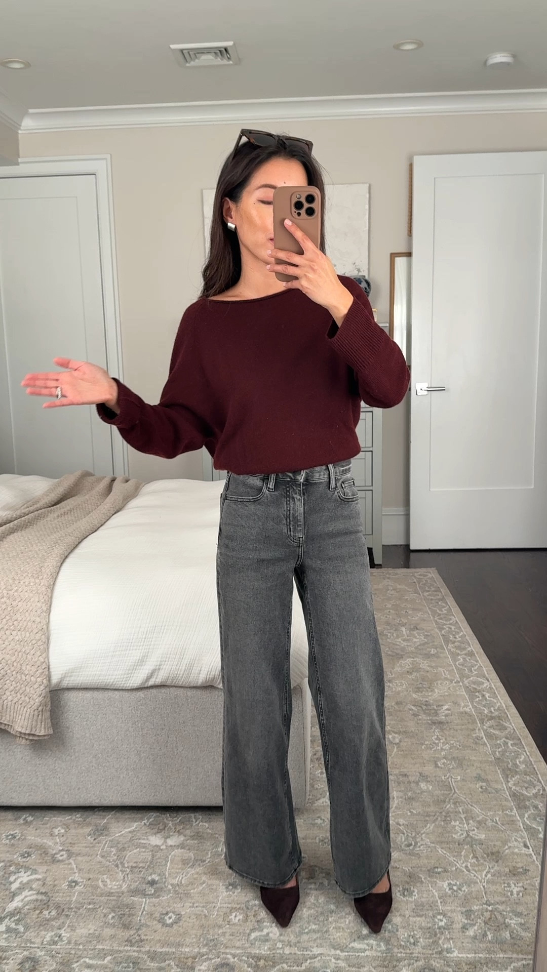 Great gift under $80 since this one is looser cut and easy to fit. Gift it with their super soft cashmere socks!

• one of your most-shopped Quince sweaters! I love the sophisticated look and how easy this is to throw on casually.

• dolman boatneck sweater XS lots of pretty colors

• Quince $50 bella wide leg stretch jeans in 24 waist x 28 inseam, very petite friendly

casual holiday sweater, petite wide leg jeans, smart casual workwear with denim, gifts for her under $100  

 

#LTKWorkwear #LTKPetite #LTKFindsUnder100