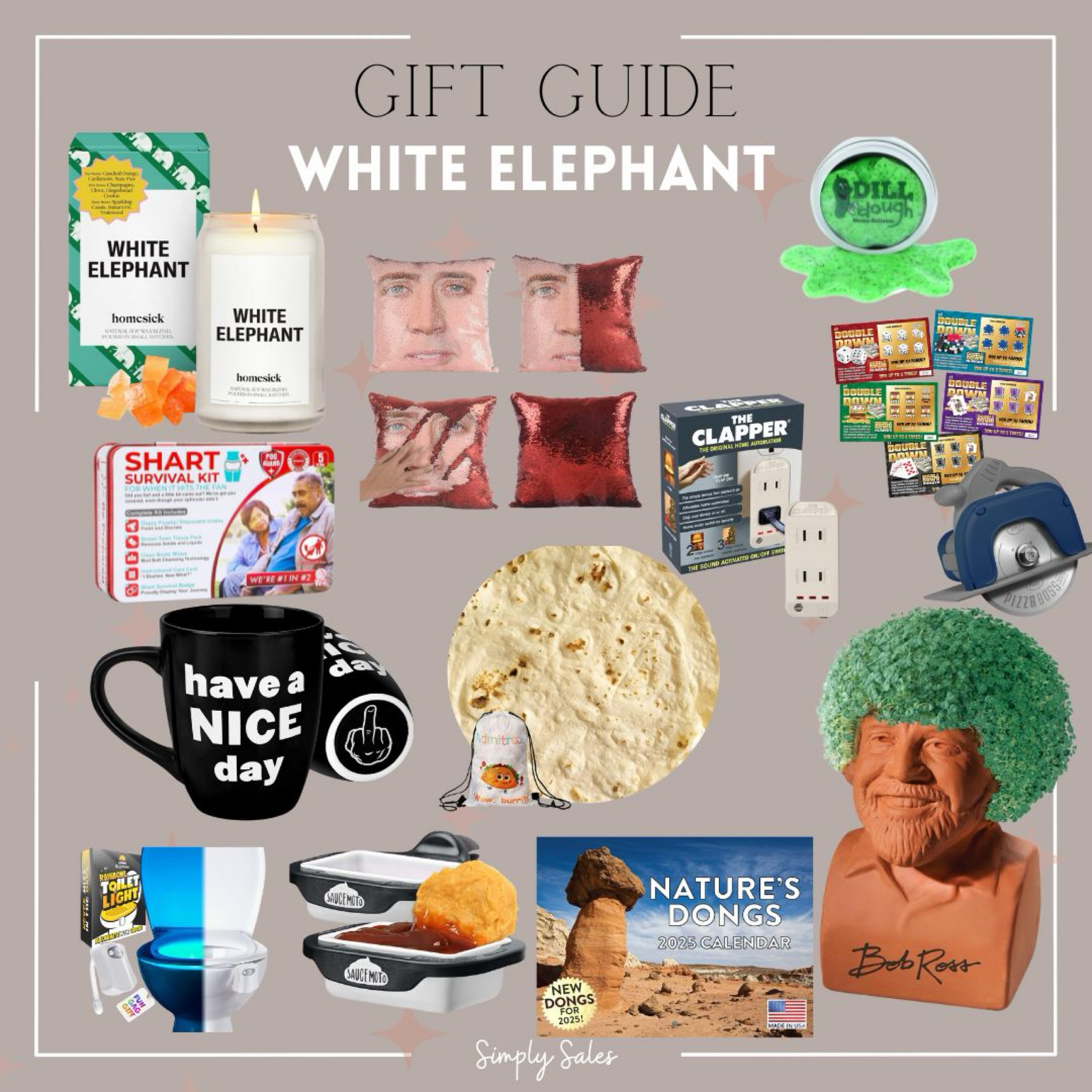 White Elephant gifts that’ll have everyone fighting to steal yours! 🎁 From a tortilla blanket to Bob Ross chia pet magic, these ideas are equal parts hilarious and perfect. Which one’s going in your cart? 😂👇 #GiftGuide

#LTKSeasonal #LTKHoliday #LTKGiftGuide